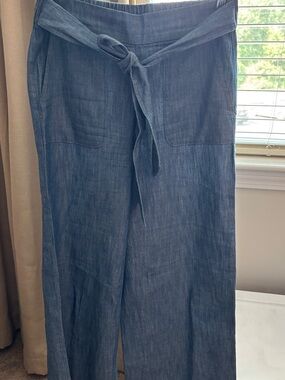 J. Crew Wide-Leg Tie-Waist Jeans — Denim Blue